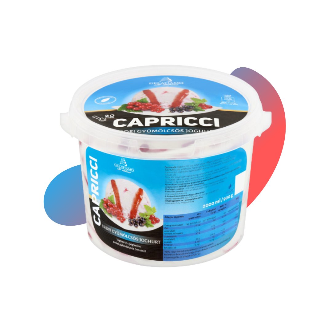 Gelatiamo Capricci
Erdeigyümölcsös Joghurt Jégkrém